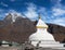 Mount Khumbila and white stupa near Khumjung, Nepal