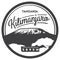 Mount Kilimanjaro in Africa, Tanzania outdoor adventure badge. Higest volcano on Earth illustration.