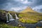 Mount Kirkjufell the church mountain and  Kirkjufellfoss waterfalls, beautiful landscape in Snaefellsnes peninsula Iceland