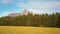 Mount Krivan peak Slovak symbol wide panorama with autumn meadow in foreground, Typical autumnal scenery of Liptov