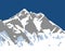 Mount Lhotse south rock face, vector illustration, Khumbu valley, Everest area
