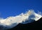 Mount Machhapuchhare, the fish tail, in evening clouds, Pokhara, Nepal