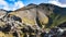 Mount near Laugahraun lava field in Iceland