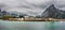 Mount Olstind above the Sakrisoy fishing village, Lofoten, Norw