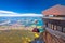 Mount Pilatus aerial cabelway above cliffs and Lake Lucerne landscape