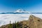 Mount Rainier above the clouds from High Rock Lookout in June