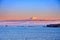 Mount Rainier over Tacoma, Washington, USA.Views of the volcano from the side of Commensement Bay. October, 2019.