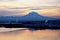 Mount Rainier over Tacoma, Washington, USA.Views of the volcano from the side of Commensement Bay. October, 2019.