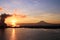 Mount Rainier over Tacoma, Washington, USA.Views of the volcano from the side of Commensement Bay. October, 2019.