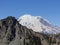 Mount Rainier peeking over a ridge