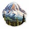 Mount Rainier Sticker - Realistic Landscapes With Vibrant Cartoonish Foliage
