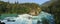 Mount Robson Provincial Park Landscape Panorama of Rearguard Falls in Early Morning Light, British Columbia, Canada