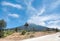 Mount Sindoro in Temanggung Central Java with the blue sky in summer