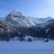 Mount Spitzhorn and Sanetsch mountain pass in winter