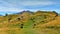 Mount Sunday and surrounding mountain ranges, used in filming Lord of the Rings movie Edoras scene, in New Zealand