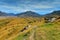 Mount Sunday and surrounding mountain ranges, used in filming Lord of the Rings movie Edoras scene, in New Zealand