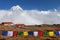 Mount Thamserku, Kongde village and prayer flags