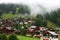 Mount town Wengen in fog