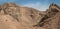 Mount Vesuvius Panorama: volcano crater with stones, ashes and solidified lava