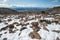 Mount Wellington covered by snow in winter season of Hobart the capital town in Tasmania.