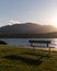 Mount Wellington viewed from across the Derwent River in Hobart Tasmania Australia