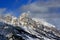 Mount Woodring of the Grand Tetons Peaks shrouded in clouds in Grand Tetons National Park