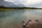 Mount Yamnuska and the Bow River in Bow Valley Provincial Park in the Canadian Rocky Mountains