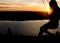 Mount Zugerberg stunning beautiful sunset silhouette happy person lake zug