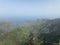 Mountain aerial of cliffs, high mountains, along the Atlantic coast line. Panoramic beautiful rough sea green rocky