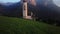 Mountain alpine village in summerPanoramic video of church Saint Valentin and Shlern mountain in Italian village Castelrotto in Do