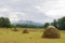 Mountain Altai. Skew hay collected in haystack