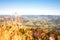 Mountain autumn landscape. Sunny autumn day. Panorama hills and valleys