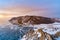 Mountain with Baikal freezing water lake