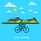 Mountain, Bicycle, tourism, flat style for web, vector