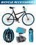 Mountain bike with bicycle accessories. Helmet