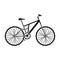 Mountain bike. Cycling downhill from the mountains.Different Bicycle single icon in black style vector symbol stock