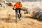 Mountain Bike cyclist riding Meadow track