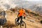 Mountain Bike cyclist riding Meadow track