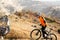Mountain Bike cyclist riding Meadow track