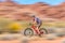 Mountain Bike cyclist riding single track. Neural network AI generated