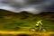 Mountain Bike cyclist riding single track. Neural network AI generated