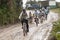 Mountain Bike riders in the rain in the Andes