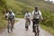 Mountain Bike riders in the rain in the Andes