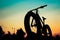Mountain bike silhouette on beautiful sunset