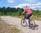 Mountain bike teenager with blue sky