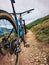 Mountain bike trail in the Swiss Alps above Davos Graubunden. Ride enduro. Davos Klosters Mountains