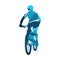 Mountain biker, abstract blue cycling silhouette