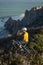 Mountain biker enjoying ocean view