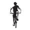 Mountain biker, front view, abstract vector silhouette