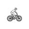 Mountain biker hand drawn outline doodle icon.